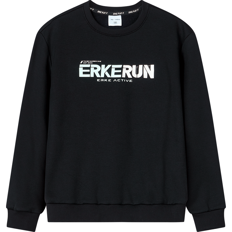 ERKE Kids Boys Girls Hoodie Winter Thickened Warm Sweatshirt Black 110