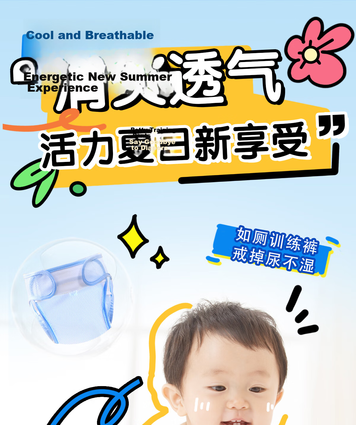Mianzhirun Baby Diaper Pants, Pure Cotton Anti-Leak Diaper Cover for Newborns, Breathable Water Barrier Diaper Cover, Size M, 2-Pack 1