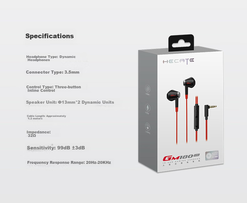 EDIFIER HECATE GM180 Flat Head Semi-In-Ear Stereo Mobile Music Gaming Earphones with Mic and Wired Remote 3.5mm Wired Semi-In-Ear Gift Black 15