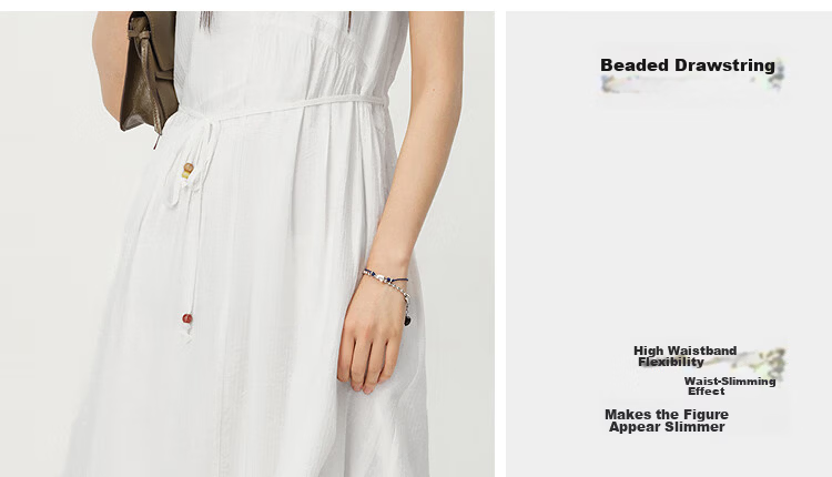 Semir Women's Summer Dress Puff Sleeve Waist-Defined Textured Long Dress 2026 Elegant Vacation Style White Dress 109326114033 9