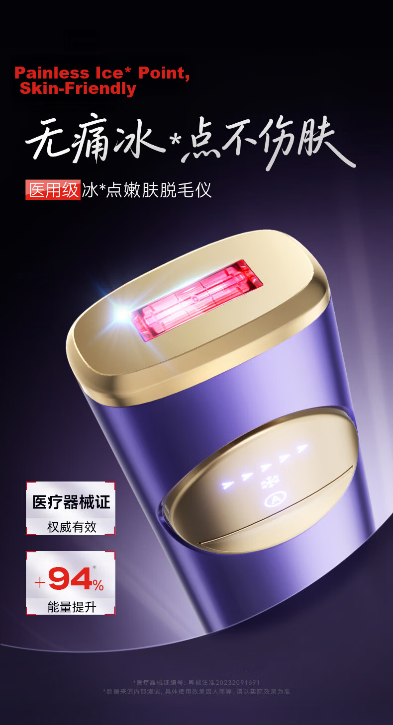Lenovo Ice Point Sapphire Painless Laser Hair Removal Device High Energy Epilator for Men and Women Full Body Hair Removal Medical Grade Gift for Friends, Lovers, and Wives 3