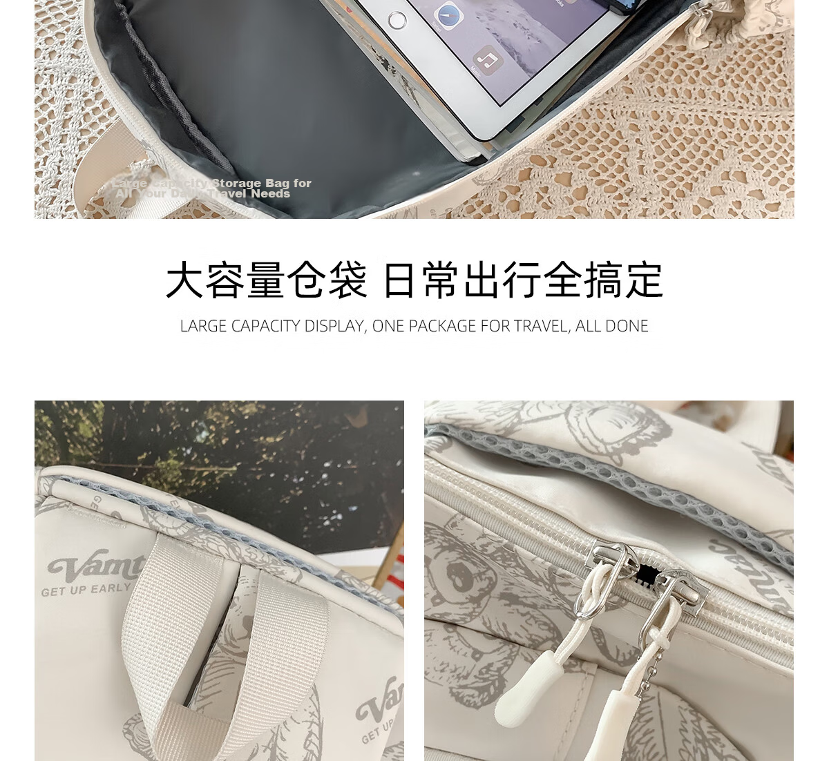 JINSHI WQ Backpack for Female Middle And High School Students, Large Capacity Double Shoulder Bag, New Travel Style, Aesthetically Pleasing Two-Piece Set, Student Backpack 16