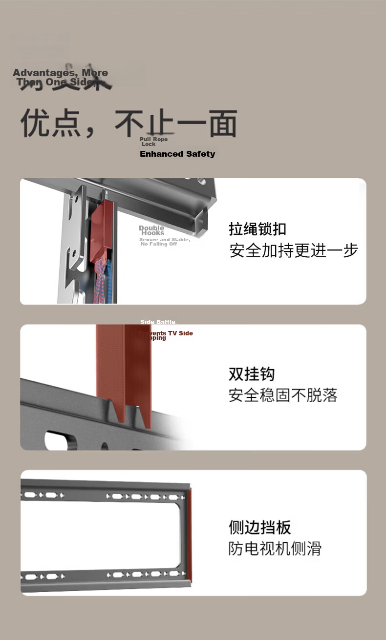 Jiangwutong TV Wall Mount [55-120 Inches], Universal Fixed Wall Bracket, Suitable for Xiaomi, Skyworth, Hisense, Huawei, Konka LCD Screen Wall Mount 13