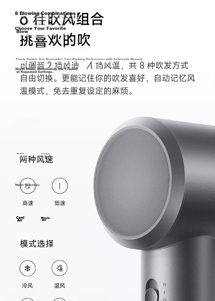 Mijia [Mid-Autumn Festival Gift] High-Speed Hair Dryer H501, Xiaomi Hair Dryer for Home Use, Intelligent Temperature Control, Quick-Drying, Constant Temperature, Negative Ion Hair Dryer, Hair Protection, Student Dormitory, Chuching Purple 19