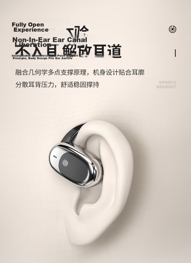 Newmine LY71 Ear-Hook True Bone Conduction Bluetooth Headphones, Open-Style Non-In, for Sports Running Cycling, Long Battery Life, Call Noise Reduction, Compatible with Apple Huawei Xiaomi, Black 9