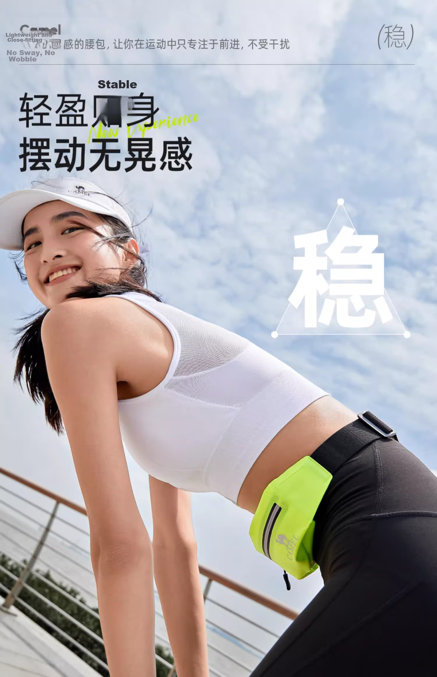 CAMEL Running Phone Pouch Men's Waist Bag Women's Sports Bag Lightweight Invisible Belt Running Gear 173BA9X010 Bright Yellow 6
