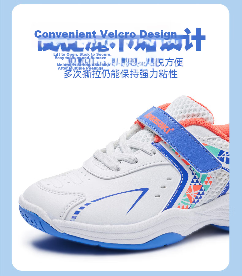 KAWASAKI Youth Badminton Shoes, Wear-Resistant, Shock-Absorbing, Breathable Sports Running Shoes B4102, Blue, Size 33 9