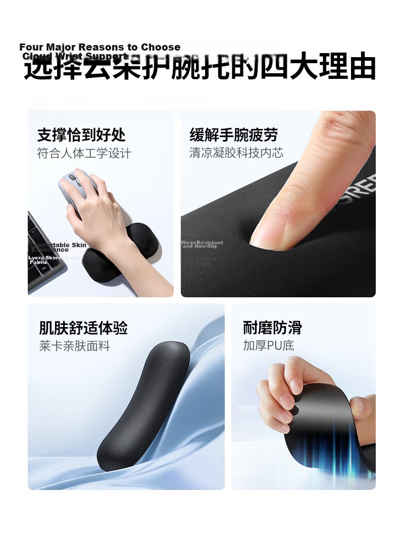 Ugreen Mouse Pad Wrist Rest Ergonomic Wrist Support Laptop Mouse Hand Rest Non-Slip Durable Office Typing Wrist Pad for Men 4