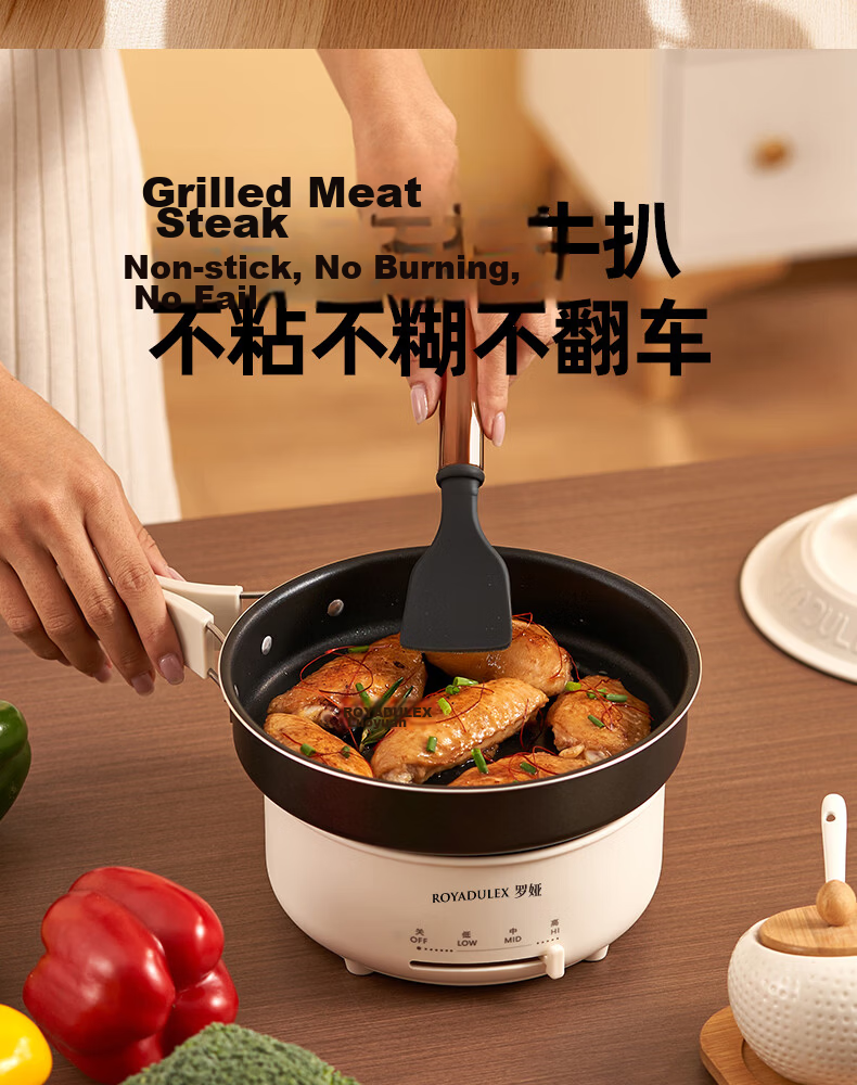 ROYALTY LINE Portable Electric Cooking Pot 1-2 Person Electric Stew Pot Porridge Cooker Small Soup Pot Baby Food Multi-Functional Electric Cooker 0.8L Nordic Green 25