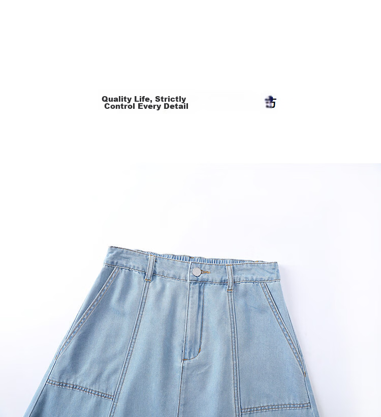 Demana [Cloud Oxygen Cotton Series] Summer Simple Elastic Back Waist Side Pockets Loose Slimming Denim Midi Skirt for Women Premium Feel 12