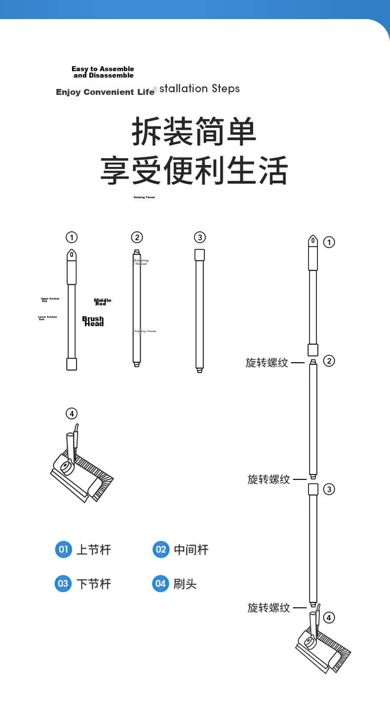 Meiliya Long Handle Toilet Floor Brush Hard Bristle Scrubbing Brush Tile Bathroom Floor Cleaner No Dead Angle 18