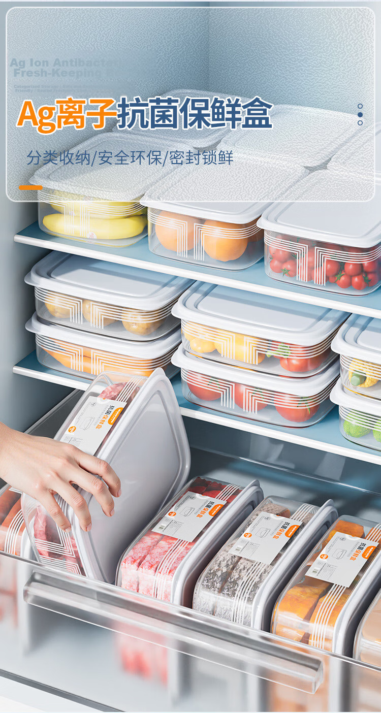 Jiabangshou Refrigerator Storage Containers, Food-Grade Kitchen Vegetable Fruit Egg Storage Boxes, 4L Capacity, Pack of 2 3
