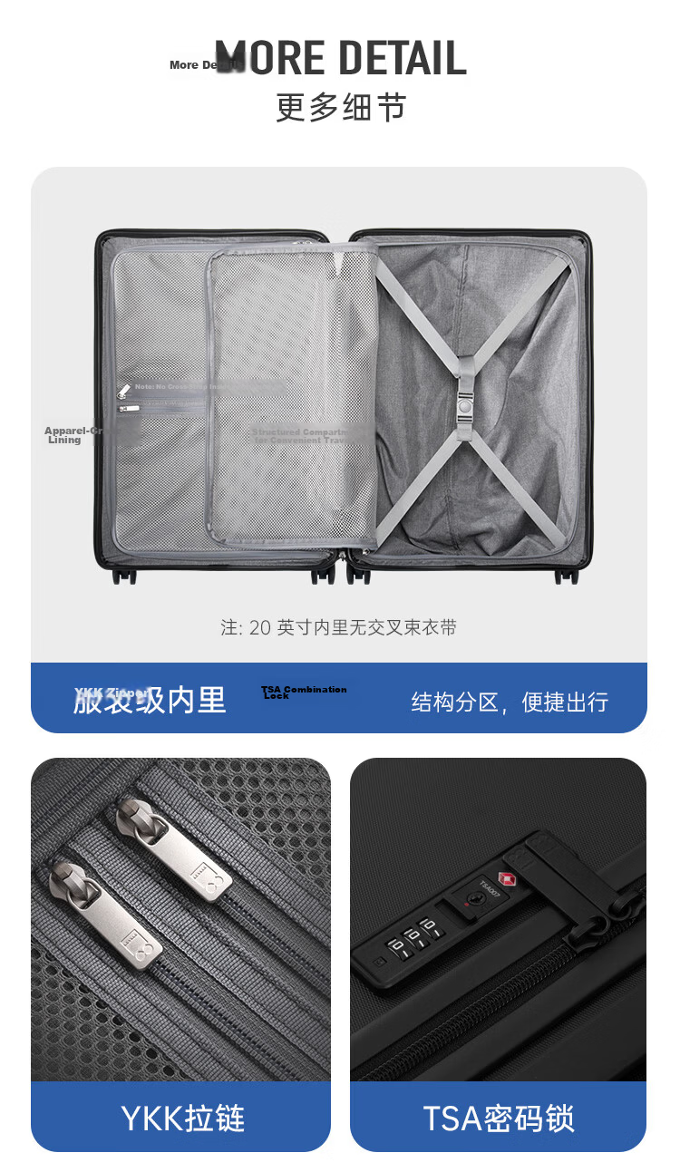 LEVEL8 Suitcase Password Luggage Trolley Case for Men And Women, Large Capacity Spinner Wheels for Students And Travelers, PC Case, 24-Inch Black 15