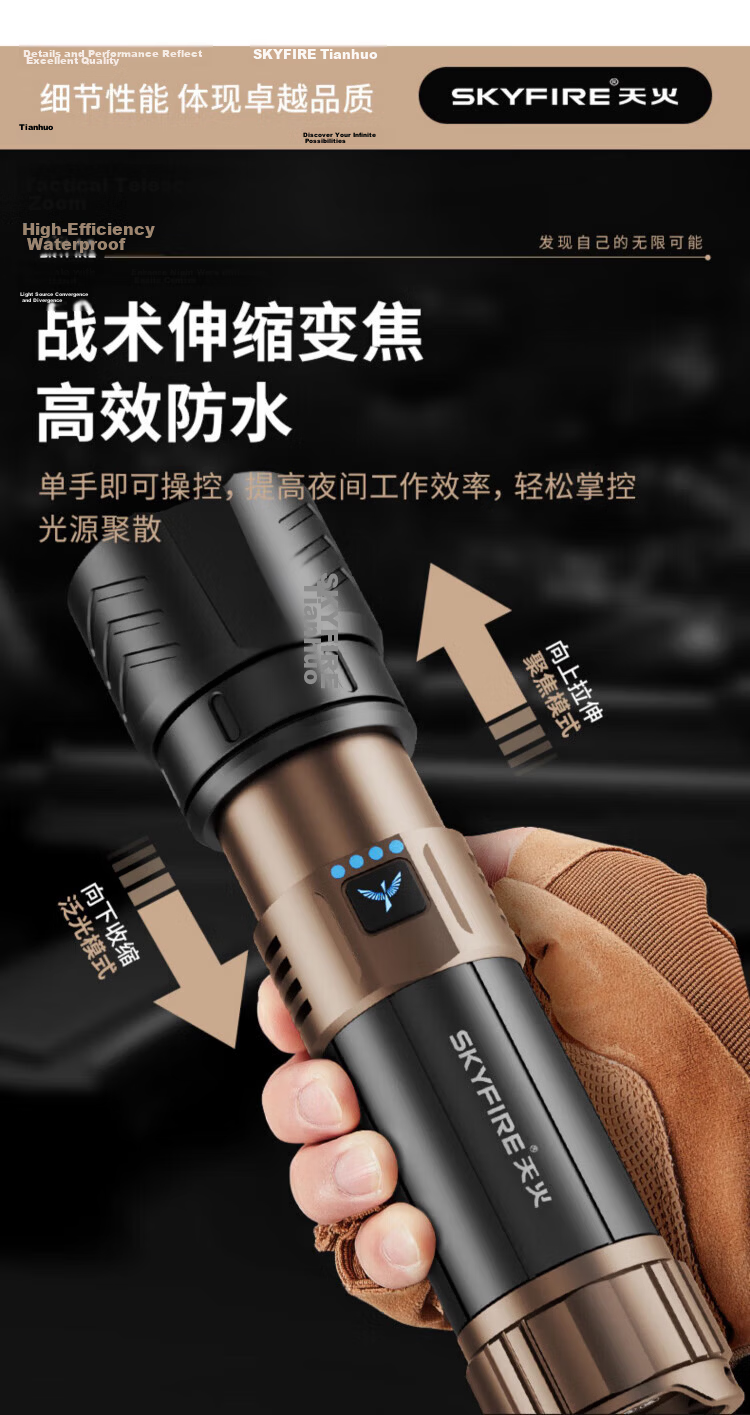 Tianhuo Canglong Pro High Brightness 200000 Lumens Tactical Flashlight Outdoor Military Home Long Battery Life 6