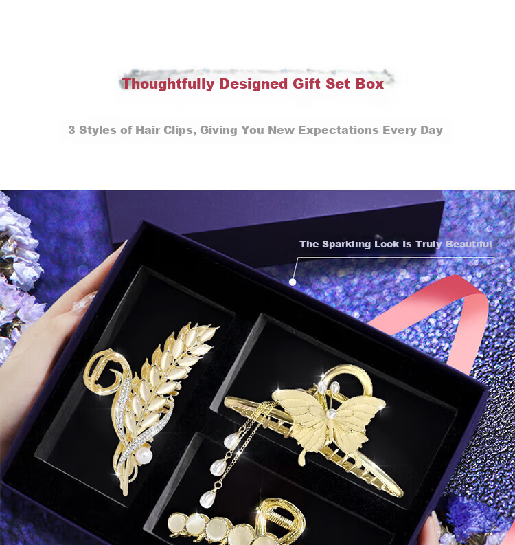 Guna Wheat Ear Hair Clip Back of Head 2026 New Shark Clip Bun Claw Clip Gift Box Birthday Present for Girlfriend Wife 9
