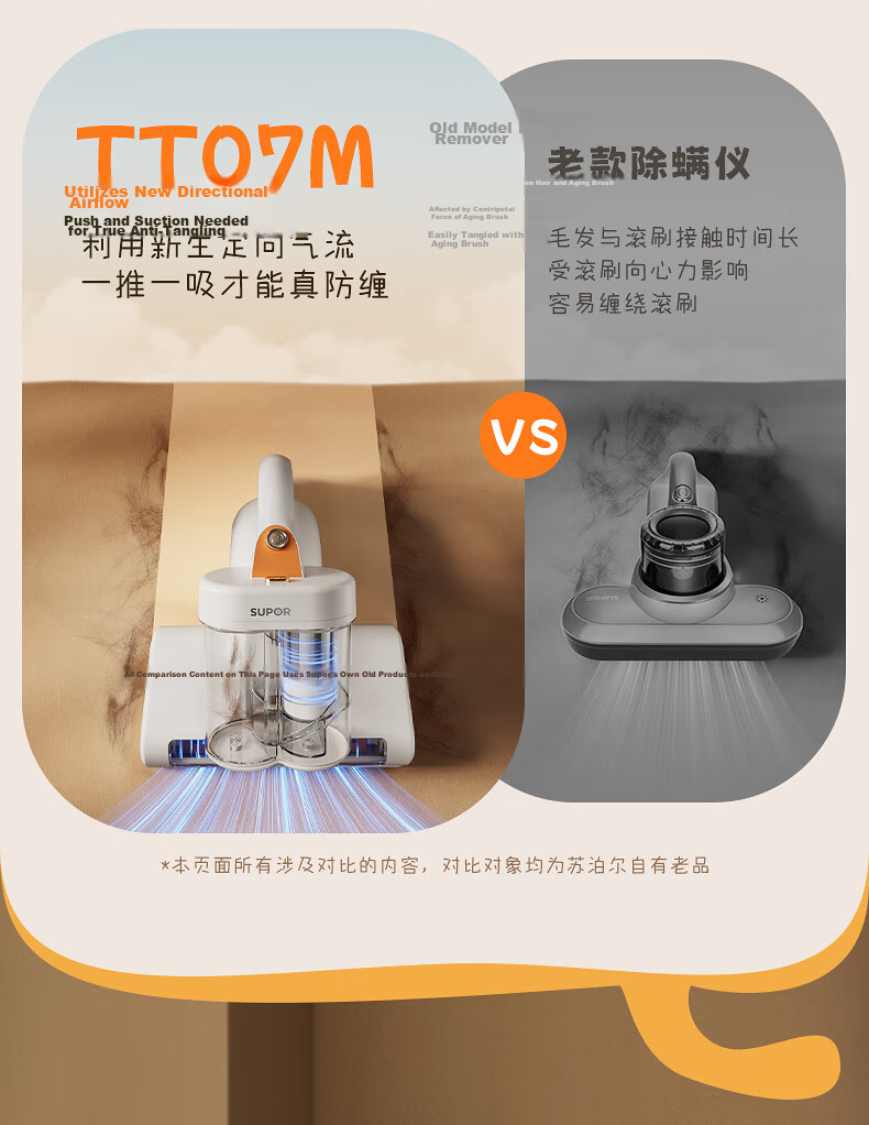 SUPOR Mite Remover, Household Bed Vacuum Cleaner with Dual Cups for Dust And Mite Separation, High-Temperature Sterilization, UV Light Mite Removal And Hair Removal All-In Machine ERC-D20C 13