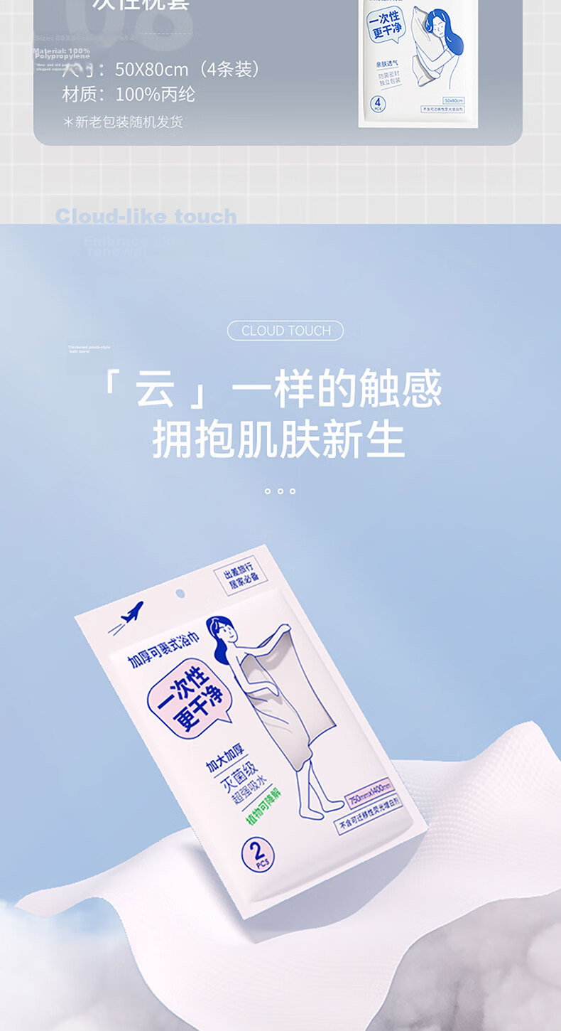 MINISO Disposable Pillowcase Travel Essentials for Holidays, Vacations, And Business Trips (4 Pieces × 2 Packs) 5