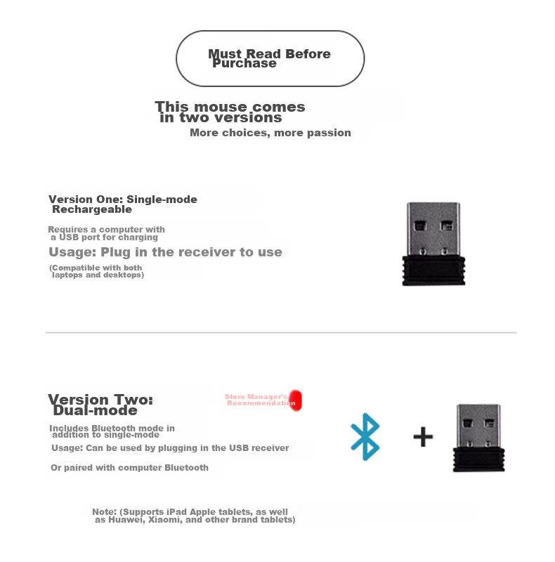 EWEADN G305 Wireless Gaming Mouse, Office Bluetooth Dual-Mode Mechanical Mouse, Rechargeable Mouse for Desktop Computer, Tablet, Laptop Peripherals, PUBG E-Sports Accessories, Yimoo White 2