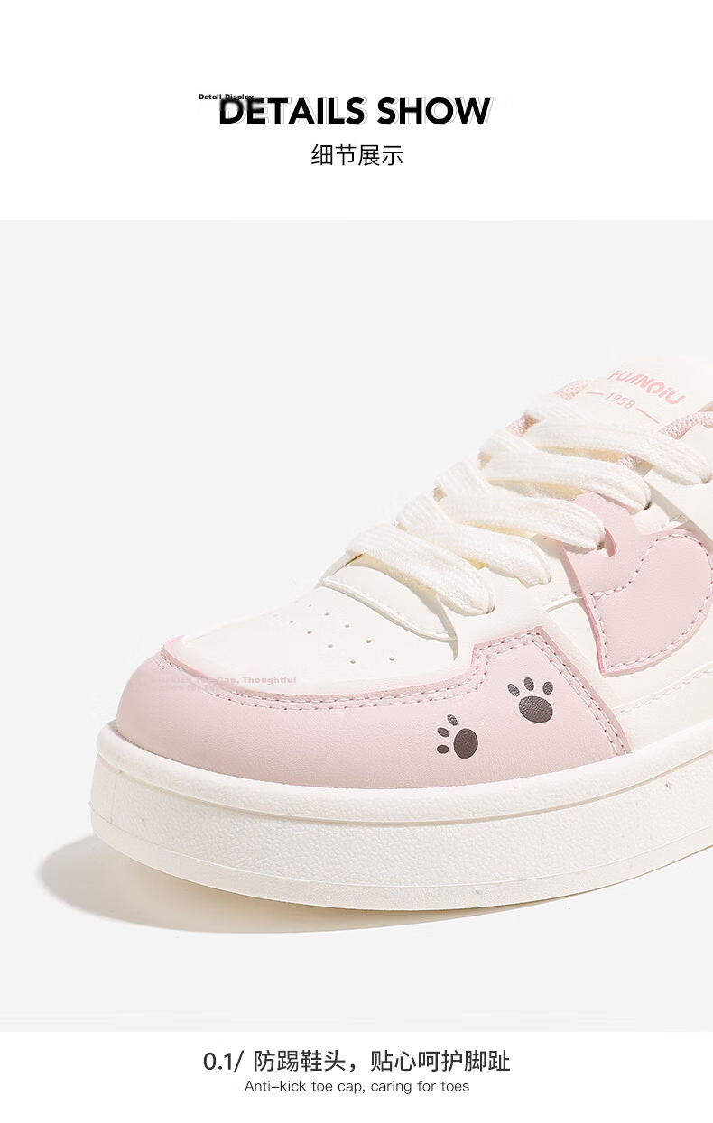 Global Cute Puppy Platform Sneakers for Women 2026 Spring New Thick Sole White Shoes Student Casual Pink Size 38 18