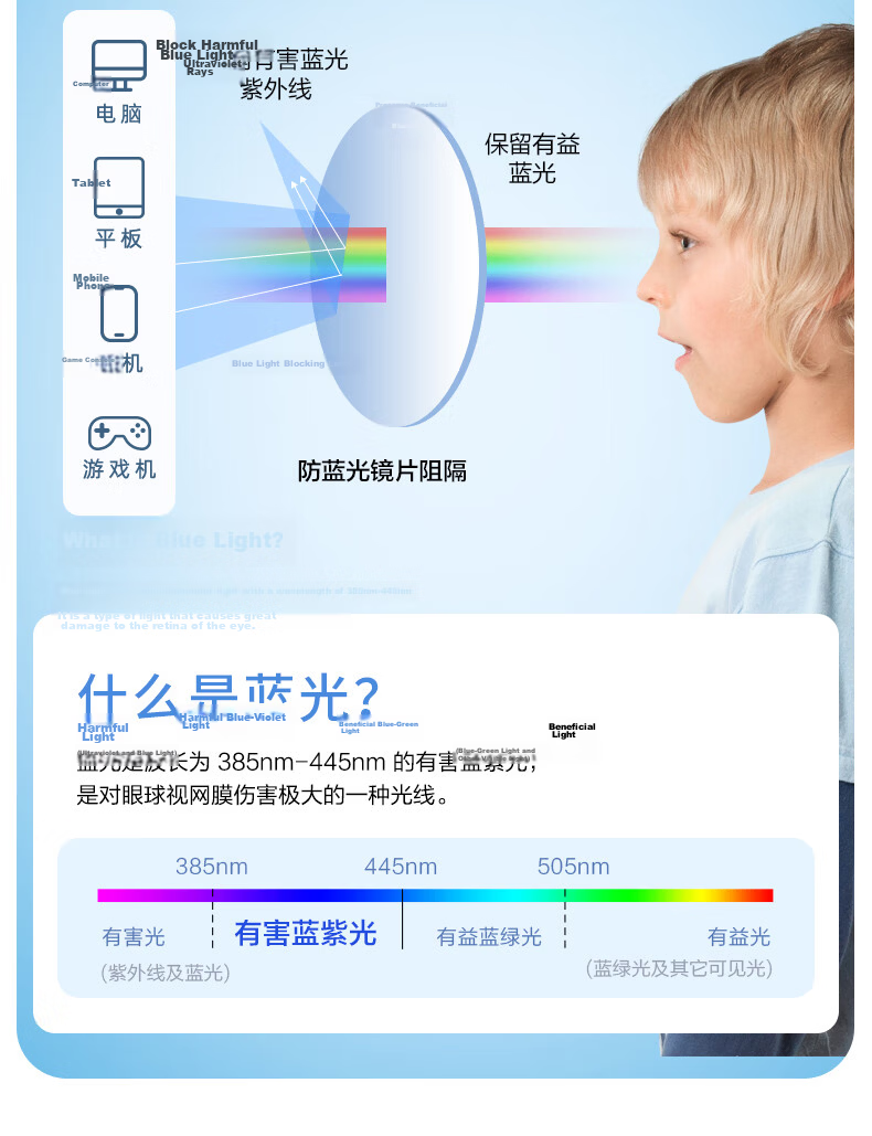 Pulais Kids Blue Light Blocking Glasses Anti-Myopia Frame Unisex Dark Blue 8072 + Gift Box 15