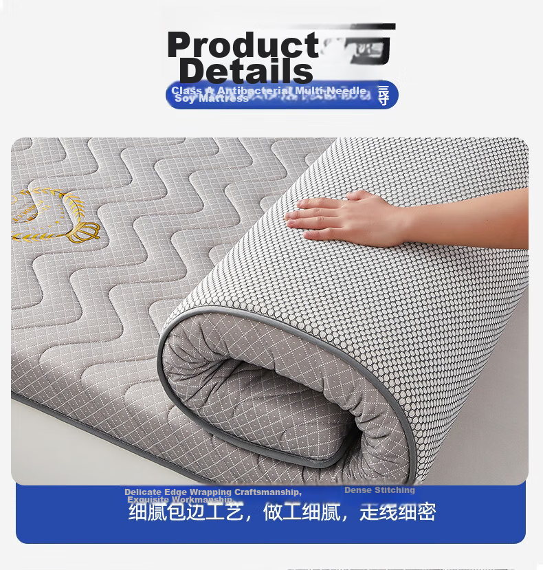 MUJI Grade A Soybean Mattress Pad Cover 6cm Thick Non-Slip Foldable Bedding for Home All Seasons 1.2x2m Bed 15