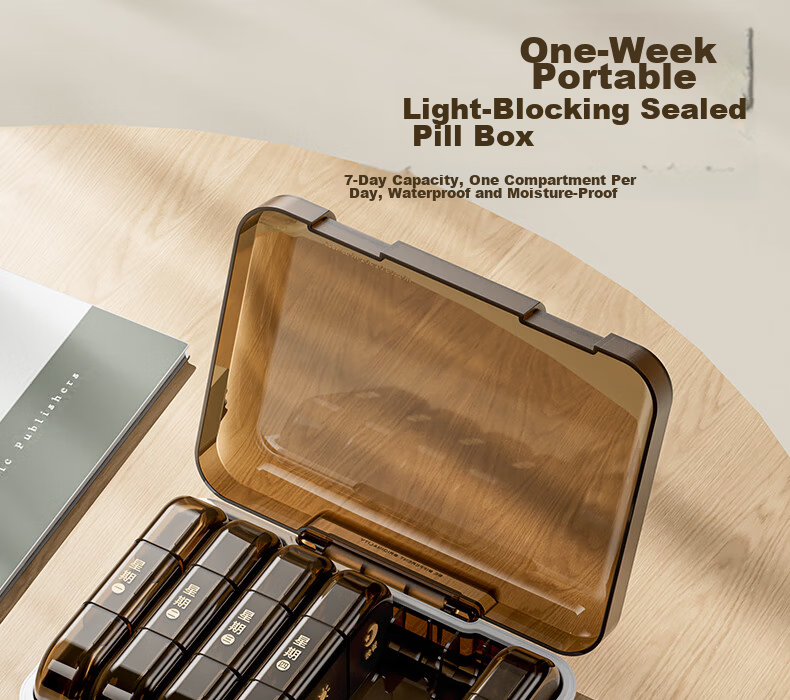 Weijian Portable Pill Organizer Box with Reminder, Weekly Seven-Day Daily Storage Container, Personal Pill Dispenser with 14 Compartments 1
