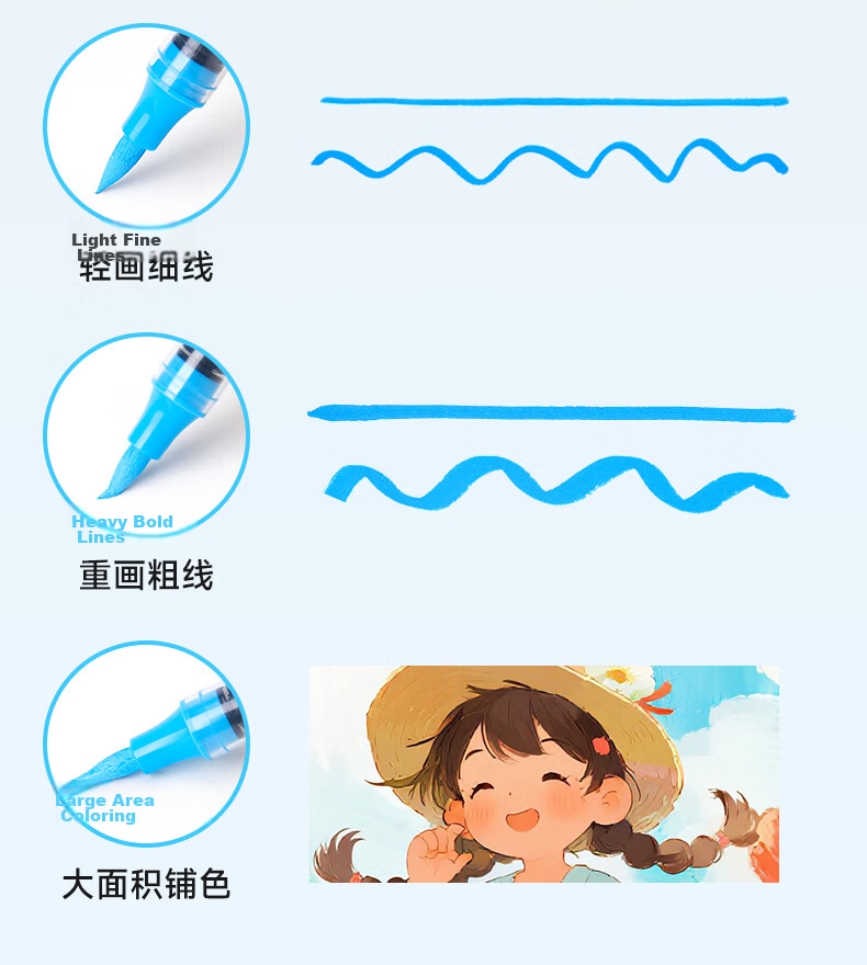 Touch Mark Taichi Direct Liquid Acrylic Marker 80 Colors Capybara DIY Hole Bag High Elastic Soft Tip Opaque Layerable Student Birthday Gift for Girls Boys 9