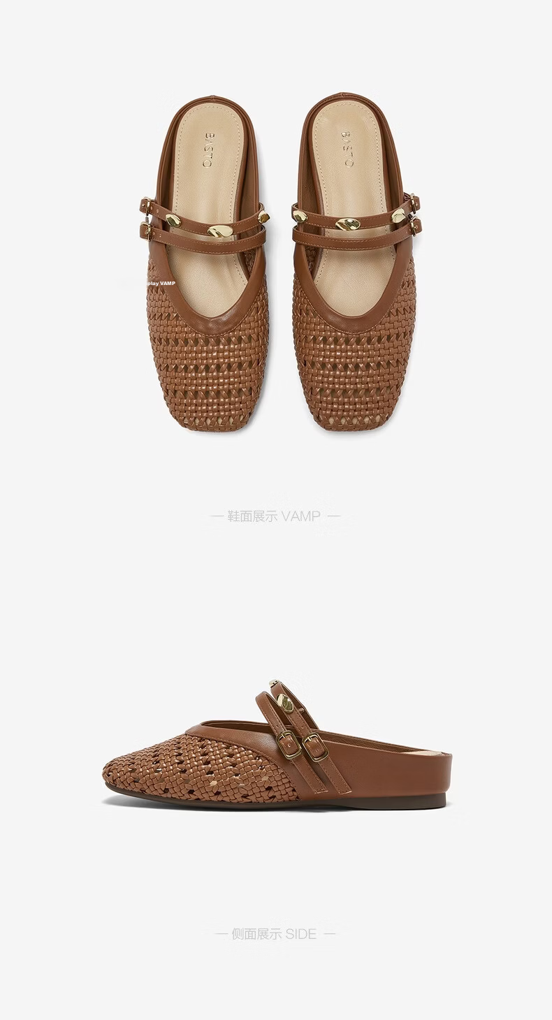 BASTO 26 Summer Muller Fashion Retro Casual Women's Slippers F1520BH6 Beige Size 36 16