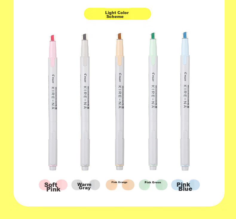 PILOT KIRE-NA Dual-Ended Highlighter Marker Pen Set of 10 - Smudge-Proof Fluorescent Markers for Students, Journaling, and Outlining 16