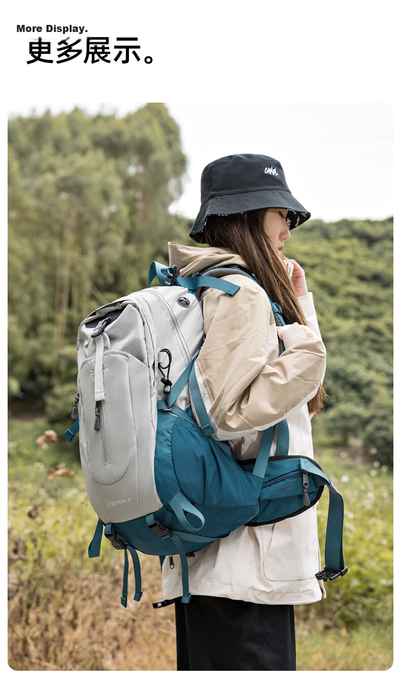 CAMEL [Shanxi] Outdoor Hiking Backpack for Men And Women, Large Capacity Lightweight Backpack for Trekking And Travel, Matcha Gree 16