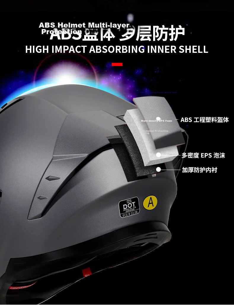 VEGA SA60 American Dual-Lens Motorcycle Helmet Electric Scooter Summer Four-Season Full-Face Helmet Matte Black XL 8