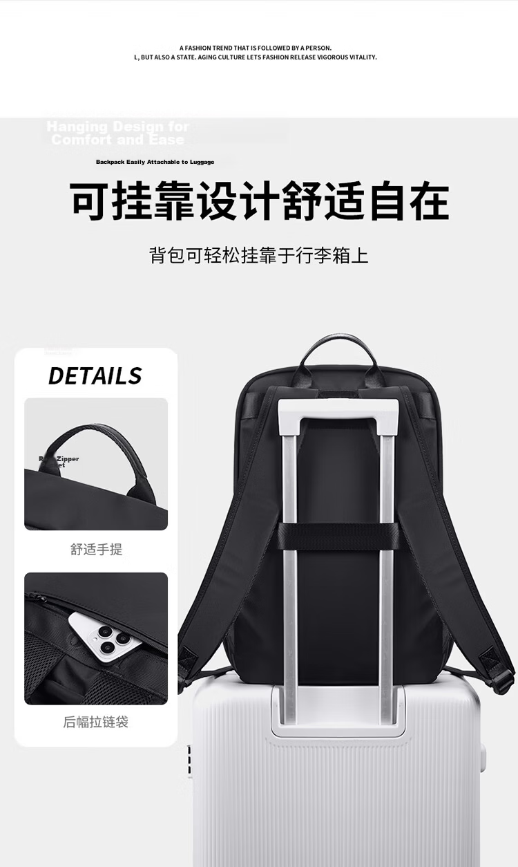 POLO Men's Backpack Dual Shoulder Bag Short Trip Travel Bag Student School Bag 16/17.3 Inch Laptop Bag Business Travel Bag 14