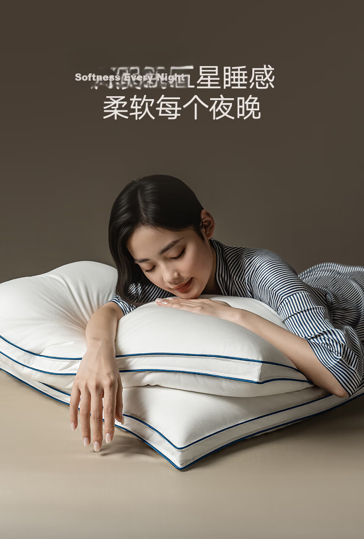 JD Jingzao Hot Sale Five-Star Hotel European White Goose Down Plush Soft Adult Pillow Core Single Medium Pillow 4