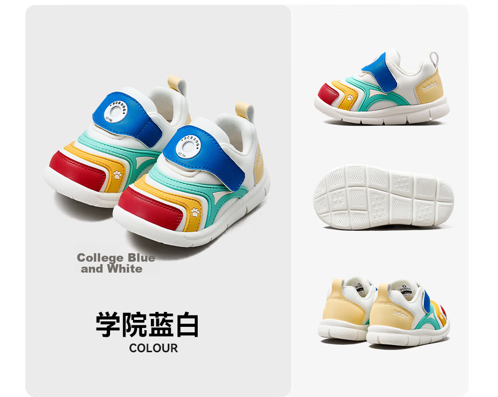 Bobdog Toddler Baby Walking Sandals Soft Sole Breathable Non-slip Infant Children's Shoes White Blue Size 22 18