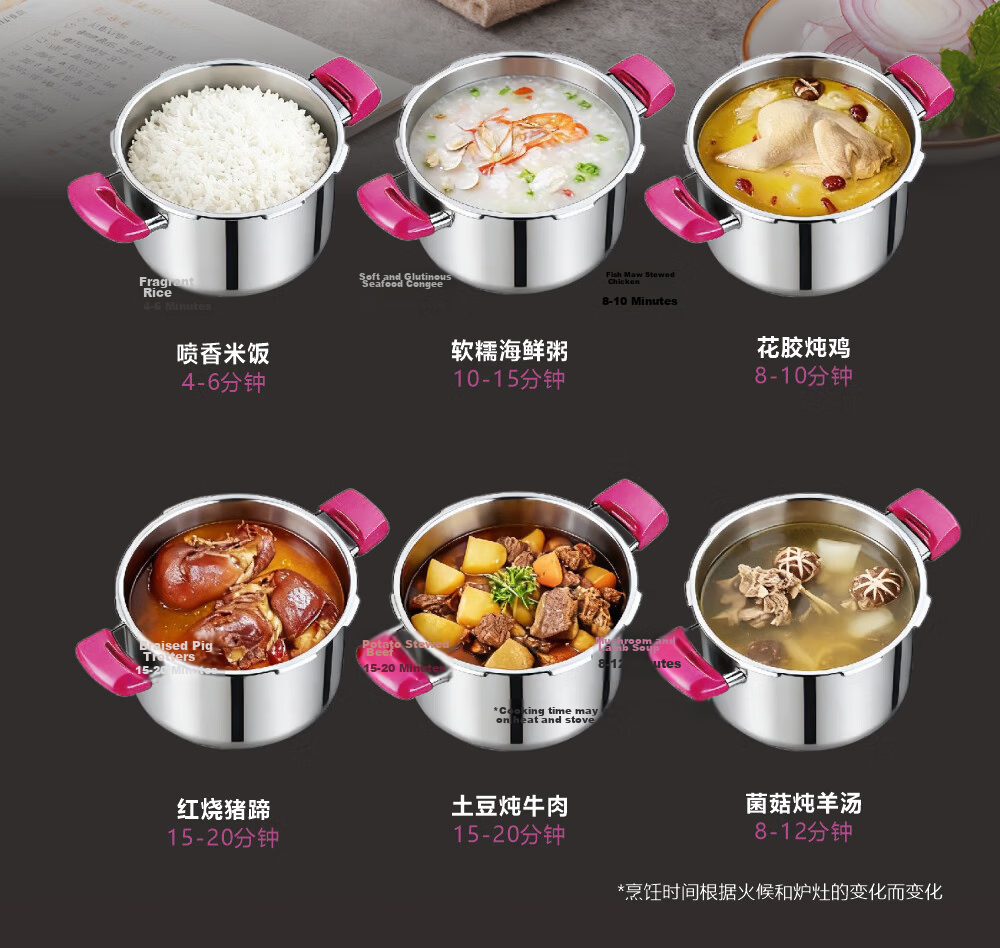 Supor 5L 304 Stainless Steel Pressure Cooker, Single-Handed Opening, Dishwasher Safe, Compatible with Gas and Induction Cooktops 4