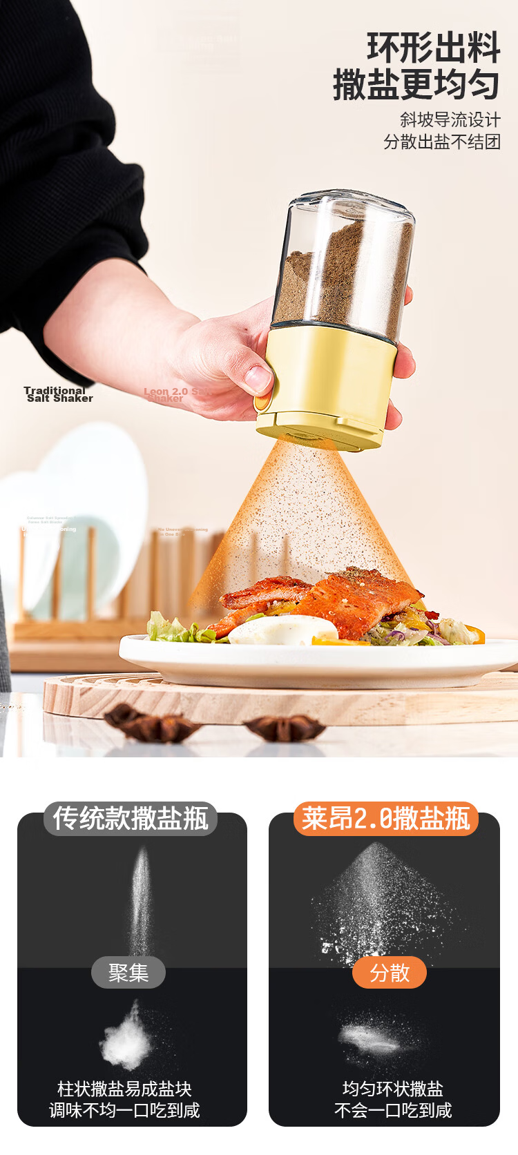 Taili Seasoning Container, Spice Jar, Measuring Seasoning Container, Sealed Jar, Sealing Box, with Spoon, Salt Container, Sugar Jar, Spice Bottle, 470ml 2