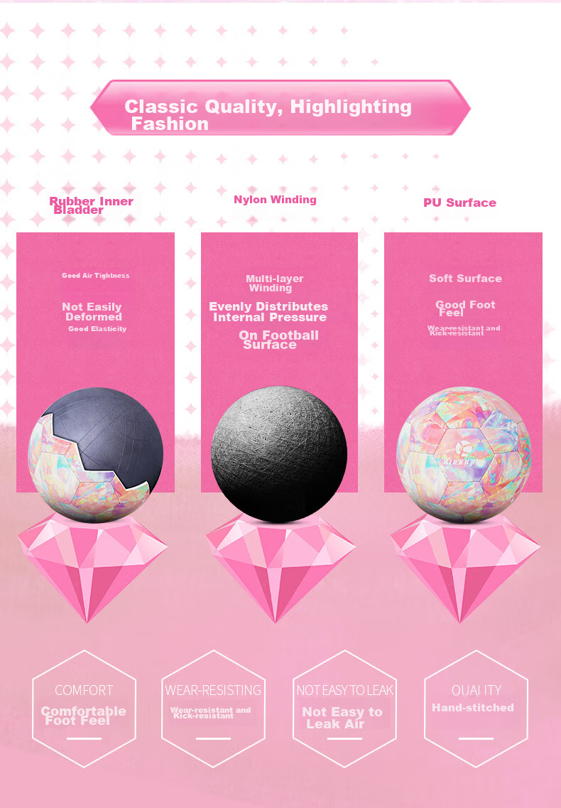 Kuangmi Football Diamond Tie-Dye Student Soccer Ball Youth Size 5 Professional Exam Competition Training Birthday Gift 4