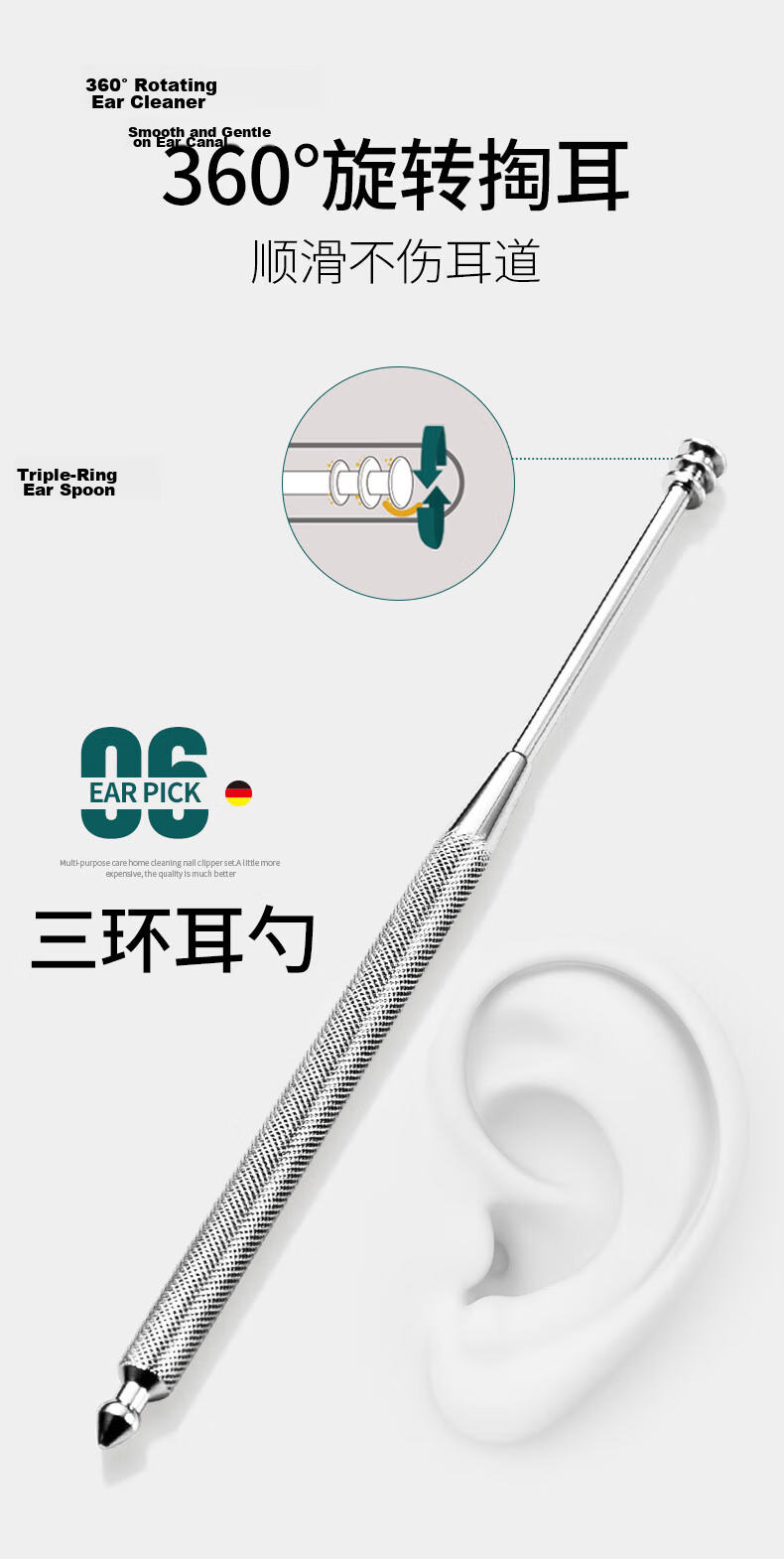 MR.GREEN German Nail Clipper Set Nail Clippers Nail Nippers Nail File Ear Pick Nose Hair Scissors Tweezers Imported Stainless Steel Gift Manicure Gift Box 6-Piece Set Mr-6023 Teacher's Day Gift 10