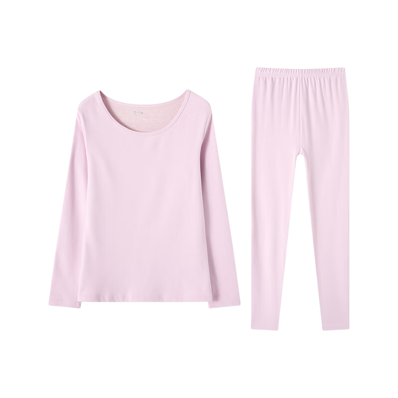 Fenteng Women's Thermal Underwear Autumn Winter Fleece Thickened Cationic Warm Base Layer Set Autumn Top and Bottom