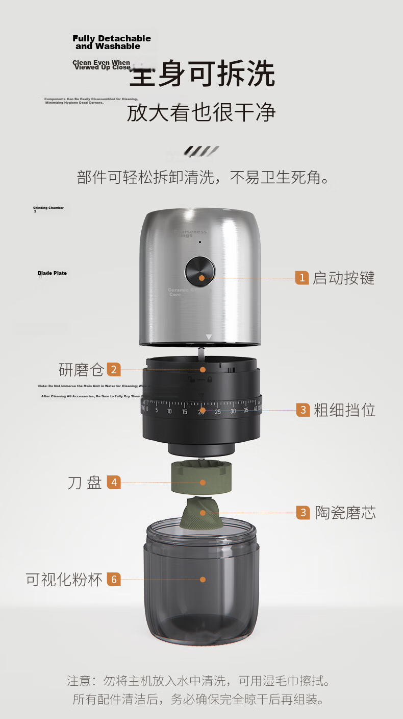 CLITON Electric Coffee Grinder, Coffee Bean Grinding Machine, Pour-Over Coffee Maker, Automatic Grinding Machine, Coffee Filter Paper, Filter Cup 16