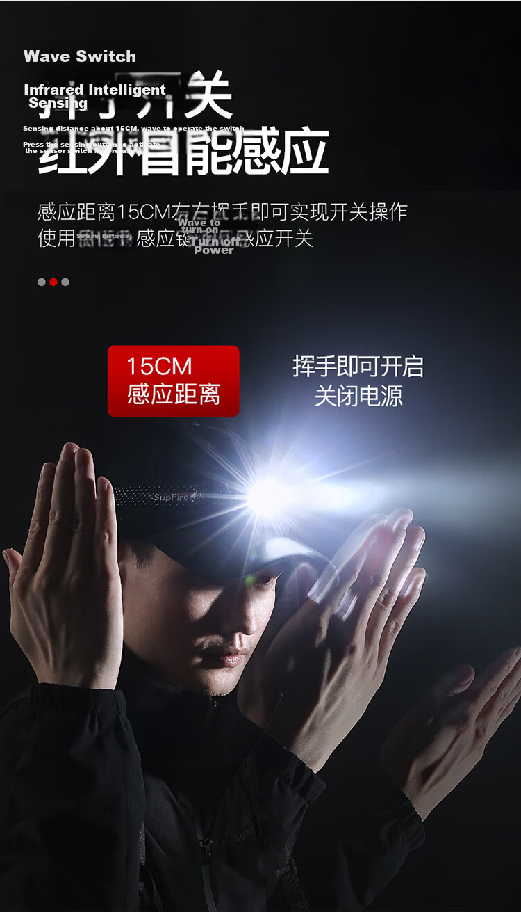 SupFire HY02 High-Power LED Rechargeable Waterproof Headlamp High-Endurance Outdoor Fishing Light 3