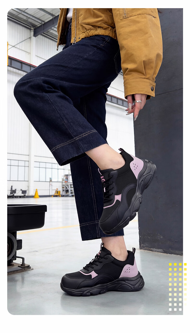 Jingtu Women's Labor Protection Shoes Durable Steel Toe Anti-Smash Anti-Puncture Lightweight Comfortable Safety Work Shoes 5076F Size 36 20