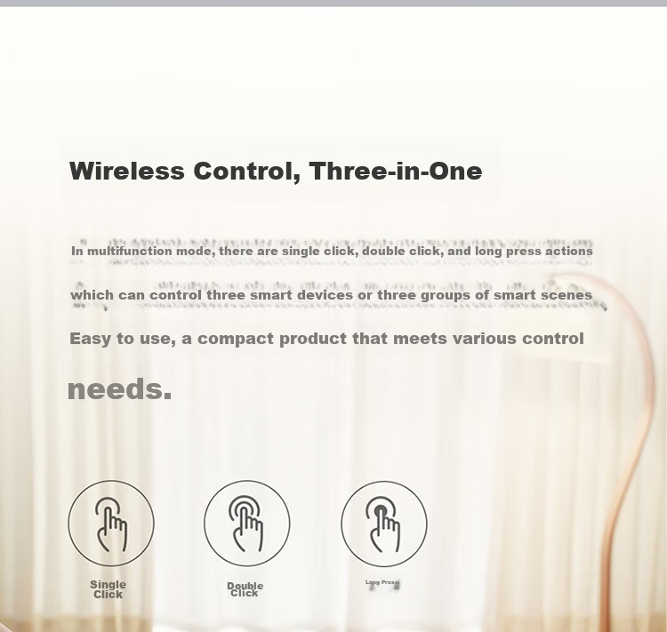 MI Wireless Bluetooth Smart Switch Button Wireless Switch Compatible with Gateway Adhesive and Portable 4