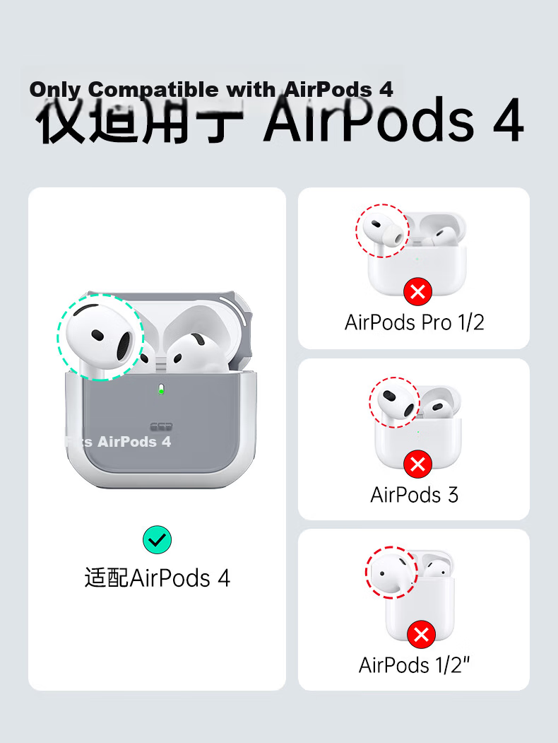 ESR AirPods 5/4 Protective Case, Apple Earphone Case, 2026 New Model, Noise-Cancelling Earphone Shell, MagSafe Magnetic, Wireless Charging Compatible, Bluetooth, Anti-Slip, Shockproof 2