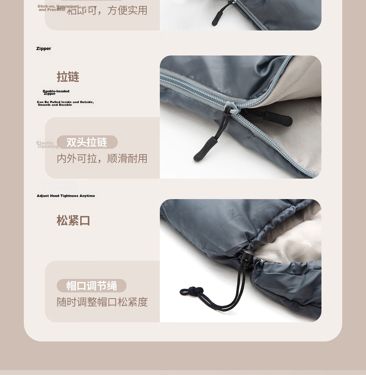 Beishanlang Outdoor Sleeping Bag Adult Winter Warm Extra Wide Envelope Cotton Sleeping Bag Camping Thickened Universal Gray -2.5 26