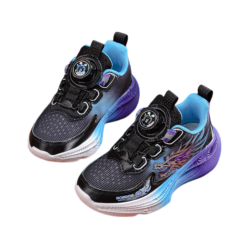 BOBDOG Boys' Spring Trendy Running Shoes Comfortable Casual Children's Sports Shoes 102561015 Black/Starry Blue Size 35