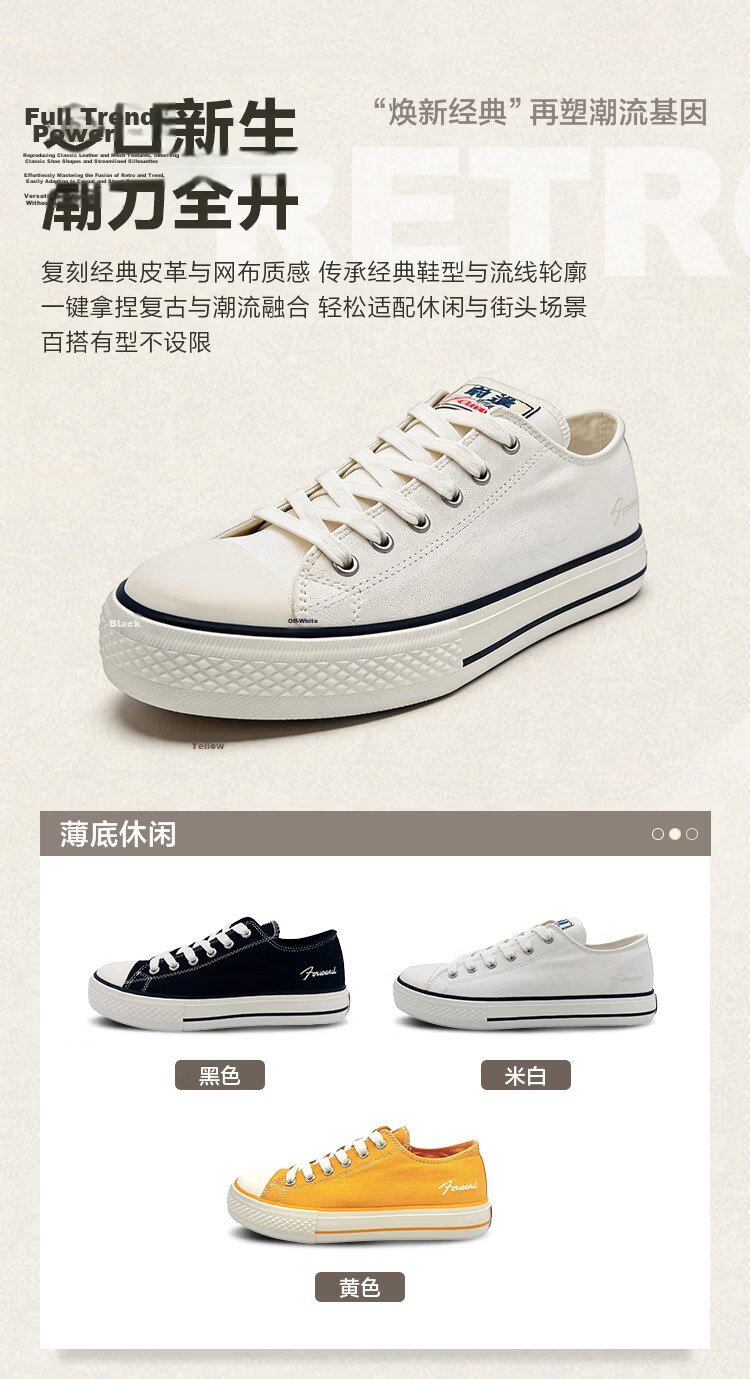 Qianjin Classic Retro Fashion Trend Canvas Shoes Breathable Non-slip Wear-resistant 2026 New Model Off-white Size 40 3