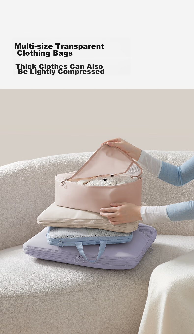 EACHY Travel Storage Bags, Compression Packing Cubes, Luggage Organizer Bags for Business Trips, Clothing Sorting Bags, Travel Set, Gradient Pink, 5-Piece Set 16