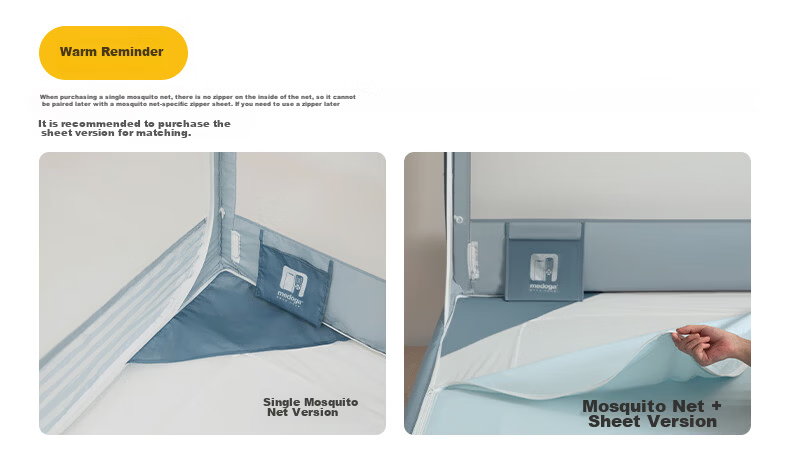 MEDOGA Class A Antibacterial Baby And Child Anti-Fall Mosquito Net Bed Guard, 1.8x2 Meters, Home Use, Luminous Blue [Thickened And Reinforced Frame] 2