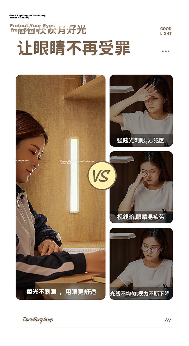 Midea Cool LED Student Reading Lamp Magnetic Bedside Cabinet Light Dormitory Desk Lamp 4